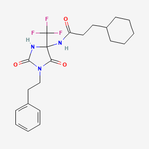 molecular formula C21H26F3N3O3 B11501009 3-cyclohexyl-N-[2,5-dioxo-1-(2-phenylethyl)-4-(trifluoromethyl)imidazolidin-4-yl]propanamide 