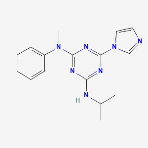 molecular formula C16H19N7 B11501035 N-[4-(1H-imidazol-1-yl)-6-(isopropylamino)-1,3,5-triazin-2-yl]-N-methyl-N-phenylamine 