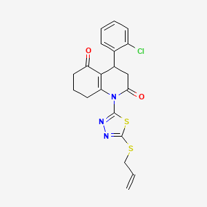 molecular formula C20H18ClN3O2S2 B11501089 4-(2-chlorophenyl)-1-[5-(prop-2-en-1-ylsulfanyl)-1,3,4-thiadiazol-2-yl]-4,6,7,8-tetrahydroquinoline-2,5(1H,3H)-dione 