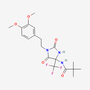 N-[1-[2-(3,4-dimethoxyphenyl)ethyl]-2,5-dioxo-4-(trifluoromethyl)imidazolidin-4-yl]-2,2-dimethylpropanamide