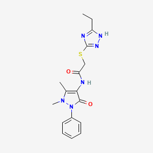 N-(1,5-dimethyl-3-oxo-2-phenyl-2,3-dihydro-1H-pyrazol-4-yl)-2-[(5-ethyl-4H-1,2,4-triazol-3-yl)sulfanyl]acetamide