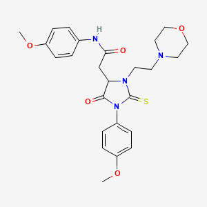 molecular formula C25H30N4O5S B11501187 N-(4-methoxyphenyl)-2-{1-(4-methoxyphenyl)-3-[2-(morpholin-4-yl)ethyl]-5-oxo-2-thioxoimidazolidin-4-yl}acetamide 