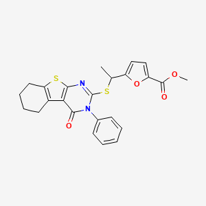 Methyl 5-{1-[(4-oxo-3-phenyl-3,4,5,6,7,8-hexahydro[1]benzothieno[2,3-d]pyrimidin-2-yl)sulfanyl]ethyl}furan-2-carboxylate