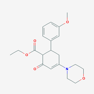 molecular formula C20H25NO5 B11501205 Ethyl 6-(3-methoxyphenyl)-4-morpholin-4-yl-2-oxocyclohex-3-ene-1-carboxylate 