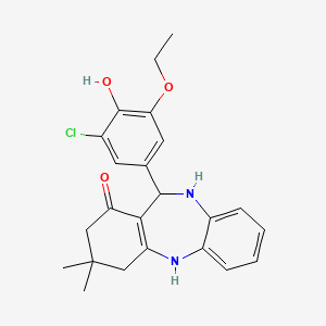 molecular formula C23H25ClN2O3 B11501218 11-(3-chloro-5-ethoxy-4-hydroxyphenyl)-3,3-dimethyl-2,3,4,5,10,11-hexahydro-1H-dibenzo[b,e][1,4]diazepin-1-one 