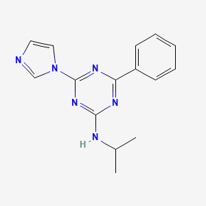 molecular formula C15H16N6 B11501282 4-(1H-imidazol-1-yl)-6-phenyl-N-(propan-2-yl)-1,3,5-triazin-2-amine 