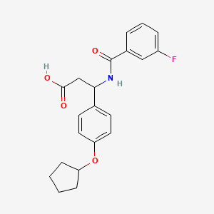 molecular formula C21H22FNO4 B11501287 3-[4-(Cyclopentyloxy)phenyl]-3-[(3-fluorobenzoyl)amino]propanoic acid 