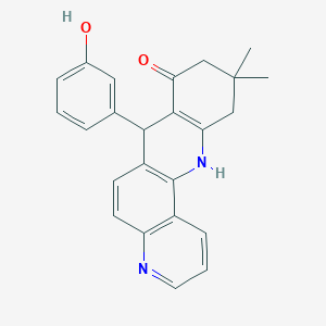 molecular formula C24H22N2O2 B11501340 7-(3-hydroxyphenyl)-10,10-dimethyl-7,10,11,12-tetrahydrobenzo[b][1,7]phenanthrolin-8(9H)-one 