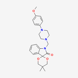 molecular formula C25H31N3O4 B11501348 1'-{[4-(4-methoxyphenyl)piperazin-1-yl]methyl}-5,5-dimethylspiro[1,3-dioxane-2,3'-indol]-2'(1'H)-one 