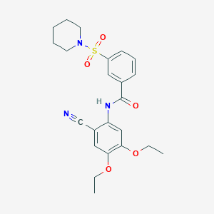 N-(2-cyano-4,5-diethoxyphenyl)-3-(piperidin-1-ylsulfonyl)benzamide