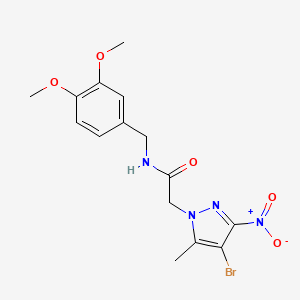 molecular formula C15H17BrN4O5 B11501401 2-(4-bromo-5-methyl-3-nitro-1H-pyrazol-1-yl)-N-(3,4-dimethoxybenzyl)acetamide 