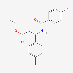 molecular formula C19H20FNO3 B11501402 Ethyl 3-{[(4-fluorophenyl)carbonyl]amino}-3-(4-methylphenyl)propanoate 