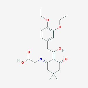 molecular formula C22H29NO6 B11501412 2-({2-[2-(3,4-Diethoxyphenyl)acetyl]-5,5-dimethyl-3-oxocyclohex-1-EN-1-YL}amino)acetic acid 