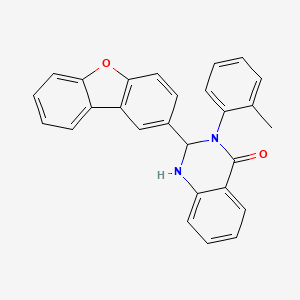 molecular formula C27H20N2O2 B11501416 2-(dibenzo[b,d]furan-2-yl)-3-(2-methylphenyl)-2,3-dihydroquinazolin-4(1H)-one 