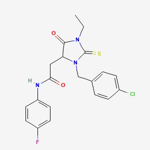 2-[3-(4-chlorobenzyl)-1-ethyl-5-oxo-2-thioxoimidazolidin-4-yl]-N-(4-fluorophenyl)acetamide