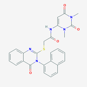 molecular formula C26H21N5O4S B11501467 N-(1,3-dimethyl-2,6-dioxo-1,2,3,6-tetrahydropyrimidin-4-yl)-2-{[3-(naphthalen-1-yl)-4-oxo-3,4-dihydroquinazolin-2-yl]sulfanyl}acetamide 