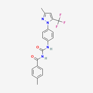 molecular formula C20H17F3N4O2 B11501489 4-methyl-N-({4-[3-methyl-5-(trifluoromethyl)-1H-pyrazol-1-yl]phenyl}carbamoyl)benzamide 