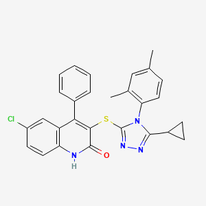 6-chloro-3-{[5-cyclopropyl-4-(2,4-dimethylphenyl)-4H-1,2,4-triazol-3-yl]sulfanyl}-4-phenylquinolin-2(1H)-one