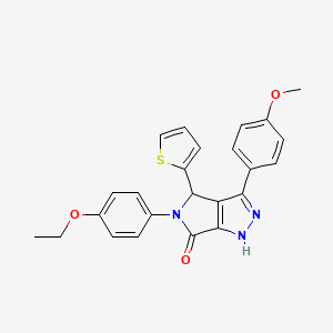 molecular formula C24H21N3O3S B11501548 5-(4-ethoxyphenyl)-3-(4-methoxyphenyl)-4-(thiophen-2-yl)-4,5-dihydropyrrolo[3,4-c]pyrazol-6(1H)-one 