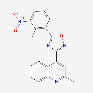 molecular formula C19H14N4O3 B11501577 2-Methyl-4-[5-(2-methyl-3-nitrophenyl)-1,2,4-oxadiazol-3-yl]quinoline 