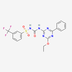 molecular formula C19H16F3N5O4S B11501597 N-[(4-ethoxy-6-phenyl-1,3,5-triazin-2-yl)carbamoyl]-3-(trifluoromethyl)benzenesulfonamide 