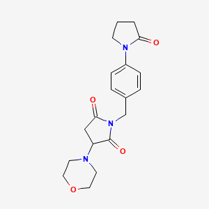 molecular formula C19H23N3O4 B11501605 3-morpholino-1-[4-(2-oxo-1-pyrrolidinyl)benzyl]dihydro-1H-pyrrole-2,5-dione 