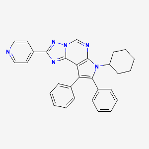 molecular formula C30H26N6 B11501640 7-cyclohexyl-8,9-diphenyl-2-(pyridin-4-yl)-7H-pyrrolo[3,2-e][1,2,4]triazolo[1,5-c]pyrimidine 