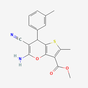 methyl 5-amino-6-cyano-2-methyl-7-(3-methylphenyl)-7H-thieno[3,2-b]pyran-3-carboxylate