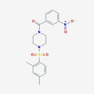 molecular formula C19H21N3O5S B11501691 1-(2,4-Dimethylbenzenesulfonyl)-4-(3-nitrobenzoyl)piperazine 