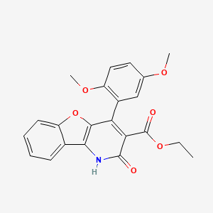 molecular formula C22H19NO6 B11501711 Ethyl 4-(2,5-dimethoxyphenyl)-2-oxo-1,2-dihydro[1]benzofuro[3,2-b]pyridine-3-carboxylate 