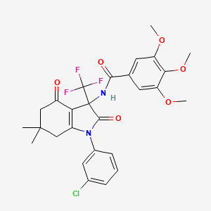 molecular formula C27H26ClF3N2O6 B11501712 N-[1-(3-chlorophenyl)-6,6-dimethyl-2,4-dioxo-3-(trifluoromethyl)-2,3,4,5,6,7-hexahydro-1H-indol-3-yl]-3,4,5-trimethoxybenzamide 