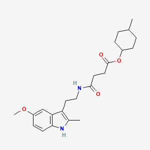 molecular formula C23H32N2O4 B11501754 Butanoic acid, 4-[[2-(5-methoxy-2-methyl-1H-indol-3-yl)ethyl]amino]-4-oxo-, 4-methylcyclohexyl ester 