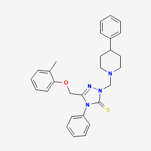 molecular formula C28H30N4OS B11501756 5-[(2-methylphenoxy)methyl]-4-phenyl-2-[(4-phenylpiperidin-1-yl)methyl]-2,4-dihydro-3H-1,2,4-triazole-3-thione 