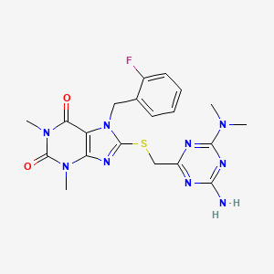 8-({[4-amino-6-(dimethylamino)-1,3,5-triazin-2-yl]methyl}sulfanyl)-7-(2-fluorobenzyl)-1,3-dimethyl-3,7-dihydro-1H-purine-2,6-dione