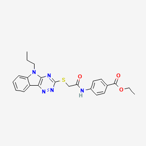 ethyl 4-({[(5-propyl-5H-[1,2,4]triazino[5,6-b]indol-3-yl)sulfanyl]acetyl}amino)benzoate