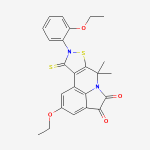 molecular formula C24H22N2O4S2 B11501767 2-ethoxy-9-(2-ethoxyphenyl)-7,7-dimethyl-10-thioxo-9,10-dihydro-7H-isothiazolo[5,4-c]pyrrolo[3,2,1-ij]quinoline-4,5-dione 