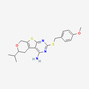 5-[(4-methoxyphenyl)methylsulfanyl]-12-propan-2-yl-11-oxa-8-thia-4,6-diazatricyclo[7.4.0.02,7]trideca-1(9),2,4,6-tetraen-3-amine