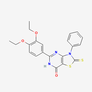 molecular formula C21H19N3O3S2 B11501796 5-(3,4-diethoxyphenyl)-3-phenyl-2-thioxo-2,3-dihydro[1,3]thiazolo[4,5-d]pyrimidin-7(6H)-one 