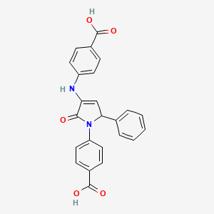 molecular formula C24H18N2O5 B11501816 4-{3-[(4-carboxyphenyl)amino]-2-oxo-5-phenyl-2,5-dihydro-1H-pyrrol-1-yl}benzoic acid 