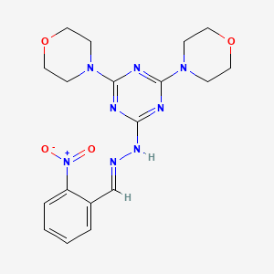 molecular formula C18H22N8O4 B11501821 2,4-di(morpholin-4-yl)-6-[(2E)-2-(2-nitrobenzylidene)hydrazinyl]-1,3,5-triazine 