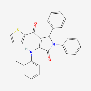 molecular formula C28H22N2O2S B11501841 3-[(2-methylphenyl)amino]-1,5-diphenyl-4-(thiophen-2-ylcarbonyl)-1,5-dihydro-2H-pyrrol-2-one 