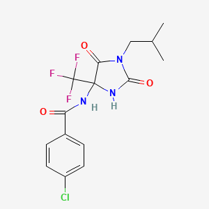 molecular formula C15H15ClF3N3O3 B11501846 4-chloro-N-[1-(2-methylpropyl)-2,5-dioxo-4-(trifluoromethyl)imidazolidin-4-yl]benzamide 