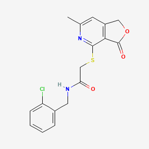 molecular formula C17H15ClN2O3S B11501882 N-(2-chlorobenzyl)-2-[(6-methyl-3-oxo-1,3-dihydrofuro[3,4-c]pyridin-4-yl)sulfanyl]acetamide 