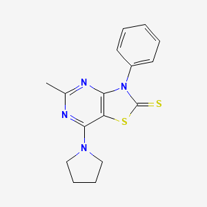 5-methyl-3-phenyl-7-(pyrrolidin-1-yl)[1,3]thiazolo[4,5-d]pyrimidine-2(3H)-thione