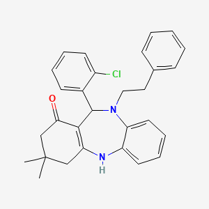 11-(2-chlorophenyl)-3,3-dimethyl-10-(2-phenylethyl)-2,3,4,5,10,11-hexahydro-1H-dibenzo[b,e][1,4]diazepin-1-one