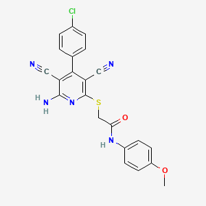 molecular formula C22H16ClN5O2S B11501917 2-{[6-amino-4-(4-chlorophenyl)-3,5-dicyanopyridin-2-yl]sulfanyl}-N-(4-methoxyphenyl)acetamide 