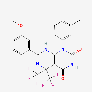 molecular formula C23H18F6N4O3 B11501921 1-(3,4-dimethylphenyl)-4-hydroxy-7-(3-methoxyphenyl)-5,5-bis(trifluoromethyl)-5,8-dihydropyrimido[4,5-d]pyrimidin-2(1H)-one 