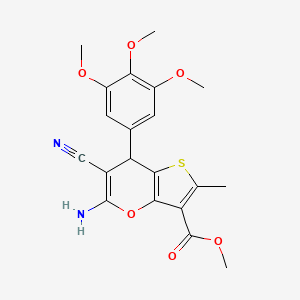 molecular formula C20H20N2O6S B11501928 methyl 5-amino-6-cyano-2-methyl-7-(3,4,5-trimethoxyphenyl)-7H-thieno[3,2-b]pyran-3-carboxylate 