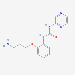 molecular formula C14H17N5O2 B1150193 1-(2-(3-Aminopropoxy)phenyl)-3-(pyrazin-2-yl)urea 