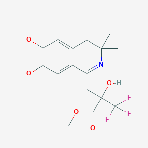 molecular formula C18H22F3NO5 B11501972 Methyl 2-[(6,7-dimethoxy-3,3-dimethyl-3,4-dihydroisoquinolin-1-yl)methyl]-3,3,3-trifluoro-2-hydroxypropanoate 